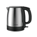 Stainless steel electric kettle with black handle on a white background, featuring the Midea brand.