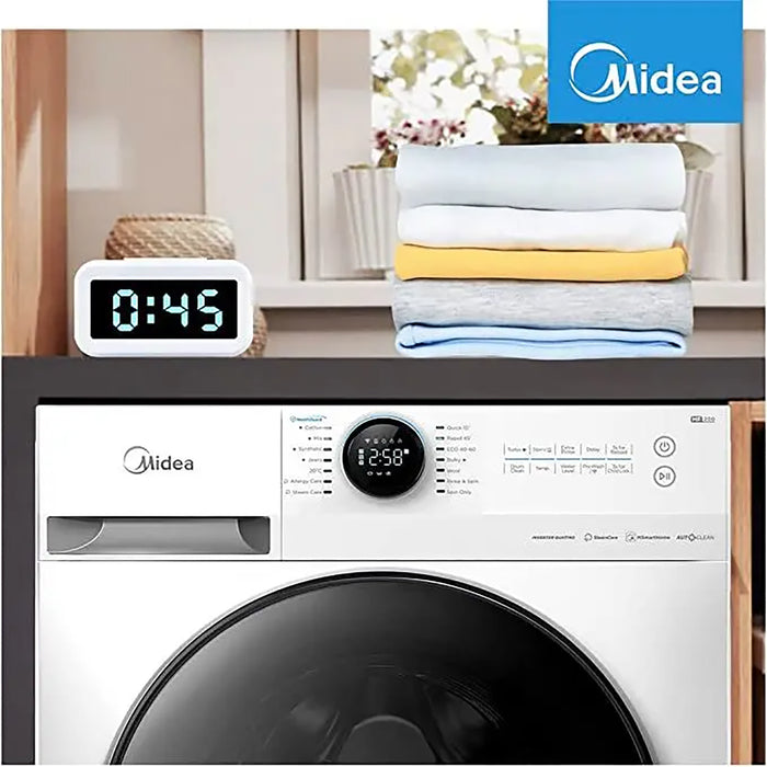 Midea 10KG Front Load Smart Washing Machine with Lunar Dial | 1400 RPM | 14 Programs | Fully Automatic Washer with Wide Door | Digital LED Display | Child Lock | Steam Care | Wi-Fi Connectivity | MF200W100WBW