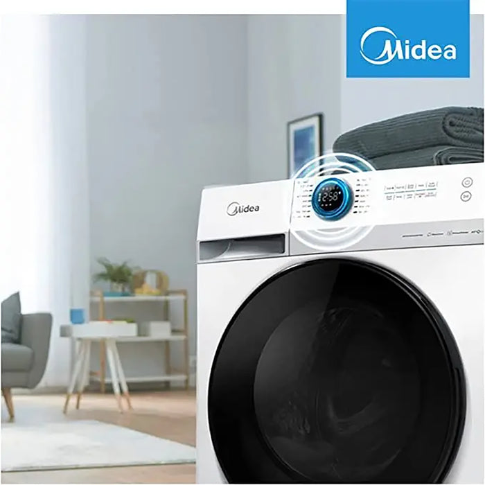 Midea 10KG Front Load Smart Washing Machine with Lunar Dial | 1400 RPM | 14 Programs | Fully Automatic Washer with Wide Door | Digital LED Display | Child Lock | Steam Care | Wi-Fi Connectivity | MF200W100WBW