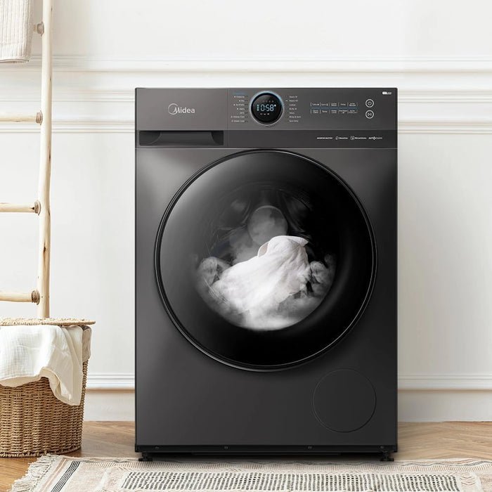 Midea 10kg Front Load Washer | Lunar Dial Control | 1400 RPM Spin | 14 Programs | Wi-Fi Connectivity | Steam Care | BLDC Inverter Motor | MF200W100WBTGCC