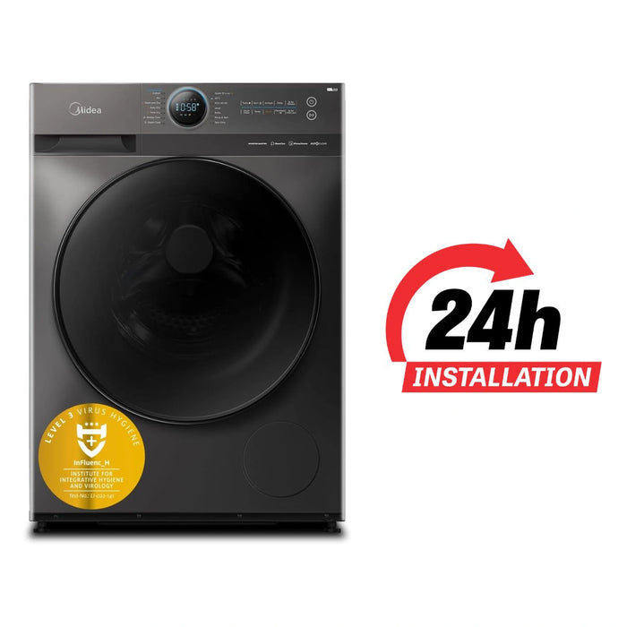 Midea 12kg Front Load Washer | Lunar Dial Control | 1400 RPM Spin | 14 Programs | Wi-Fi Smart | Steam Care | BLDC Inverter Motor | Titanium Finish | MF200W120WBTGCC