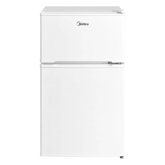 Midea 134L Gross & 87L Net Double Door Refrigerator | Separate Chiller Compartment | 2L Bottle Holder | Mini Fridge for Kitchen | Bedroom | Office & Bar | Inverter Quattro | White | MDRT134FGE01AE