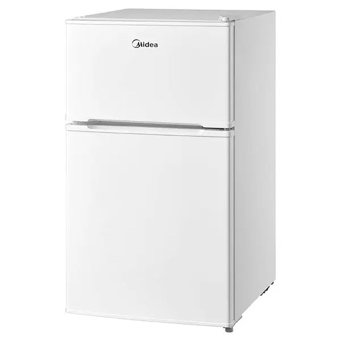 Midea 134L Gross & 87L Net Double Door Refrigerator | Separate Chiller Compartment | 2L Bottle Holder | Mini Fridge for Kitchen | Bedroom | Office & Bar | Inverter Quattro | White | MDRT134FGE01AE