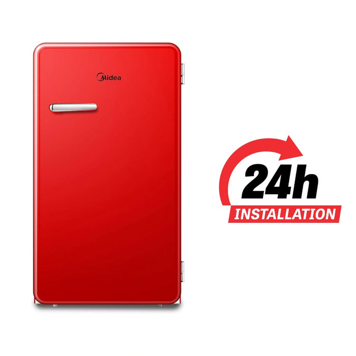 Midea 142L Gross Single Door Retro Style Refrigerator | Compact Size | Free Standing | Best for Bedroom, Office & Mini Bar | Freezer Compartment Inside | Quick Cooling & Easy Cleaning | Red | MDRD142SLE32