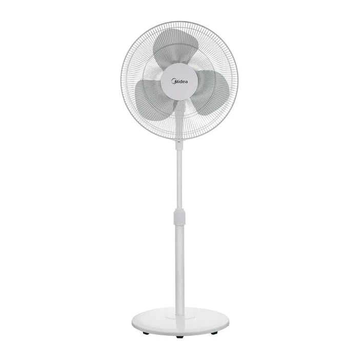 Midea 16" Pedestal Fan | 3 Speed Levels | Adjustable Height | Oscillation Directions | 7.5 Hour Timer | 40 Watts | White | Home & Office Use | MFS-160M0BPW
