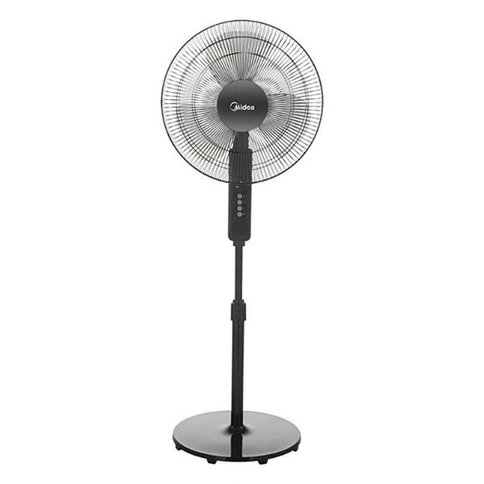 Midea 16" Pedestal Fan | SQD Motor| 3D Oscillation | 3 Speeds | Adjustable Height | 7.5hr Timer, 3 Leaf Blade | Black | FS4019K