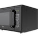 Black microwave oven with digital display on a white background