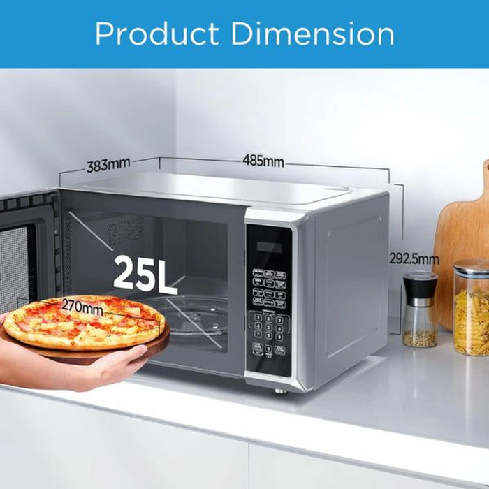 Midea 25L Microwave Oven with Digital Touch Control | 900W Power| Child-Safety-Lock| 10 Power Levels| LED Display with+30s Express Start| Grilling Roasting & Cooking Functions| EM925A2GU-SL