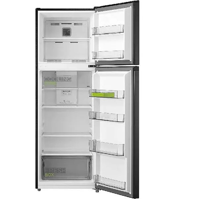 Midea 390L Gross Top Mount Double Door Refrigerator | MDRT390MTE28 | 2 Doors Frost Free Fridge Freezer with Smart Sensor & Humidity Control, Active-C Fresh, Multi-Air Flow, Electronic Control | Dark Silver