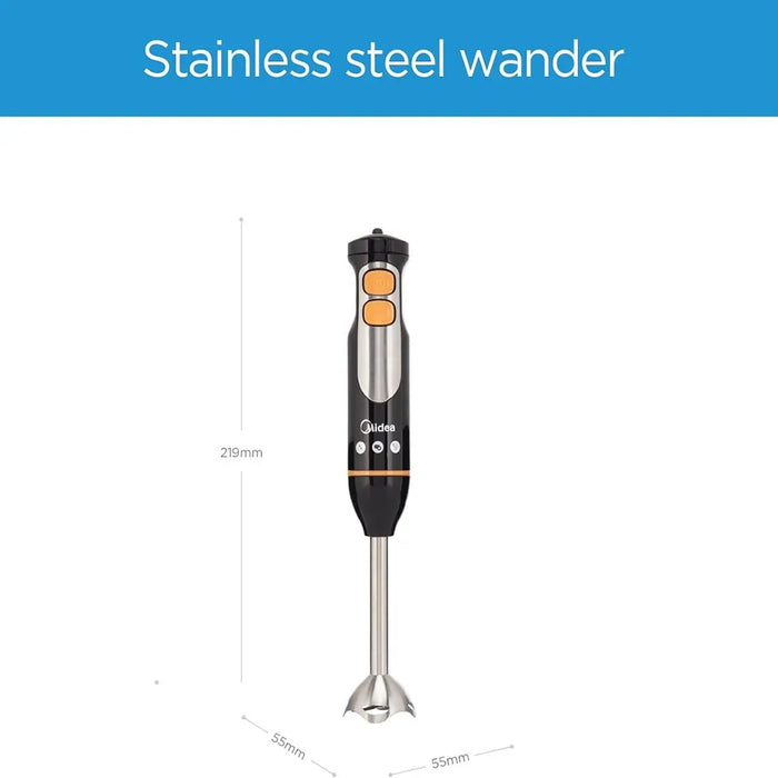 Midea 4-in-1 Hand Blender Set | 600W DC Motor | Stainless Steel Blade | Chops, Whisks, Blends | Soups, Smoothies, Sauces & More | Variable Speed + Turbo | MJBH6001W