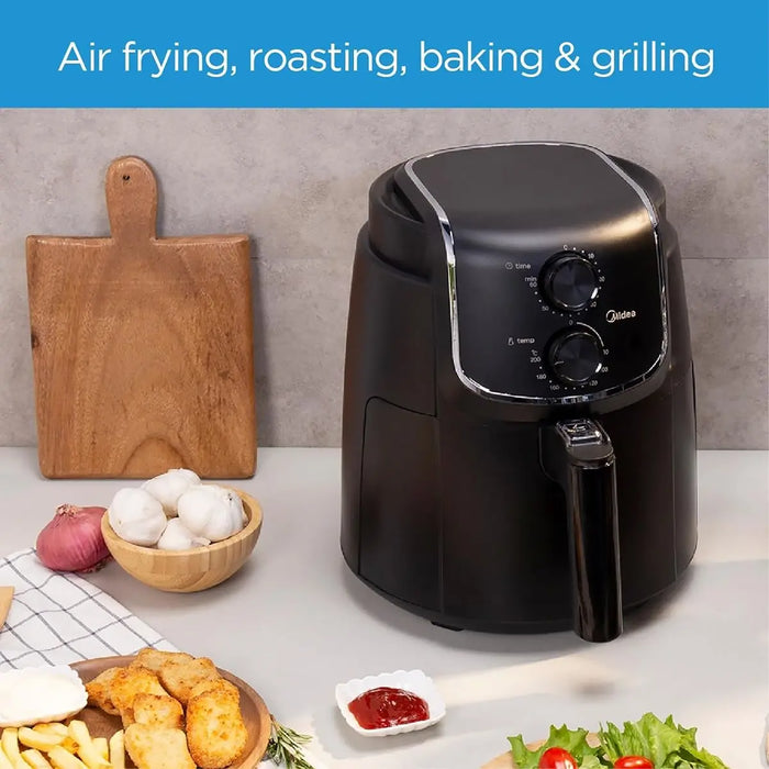 Midea 4.7L XL Digital Air Fryer |1500W| Dual Cyclone Rapid Hot Technology for Frying, Grilling, Broiling, Roasting, Baking, Toasting, Timer up to 60 minutes Temperature Control up to 200C | MFCN40D2