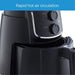 Black air fryer with dual cyclone air technology on a white background