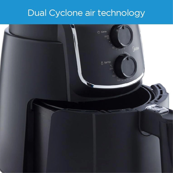 Midea 4.7L XL Air Fryer 1500W with Dual Cyclone Rapid Hot Technology for Frying, Grilling, Broiling, Roasting, Baking, Toasting | Timer up to 60 minutes & Temperature Control up to 200C| MFTN40D2