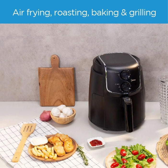 Midea 4.7L XL Air Fryer 1500W with Dual Cyclone Rapid Hot Technology for Frying, Grilling, Broiling, Roasting, Baking, Toasting | Timer up to 60 minutes & Temperature Control up to 200C| MFTN40D2