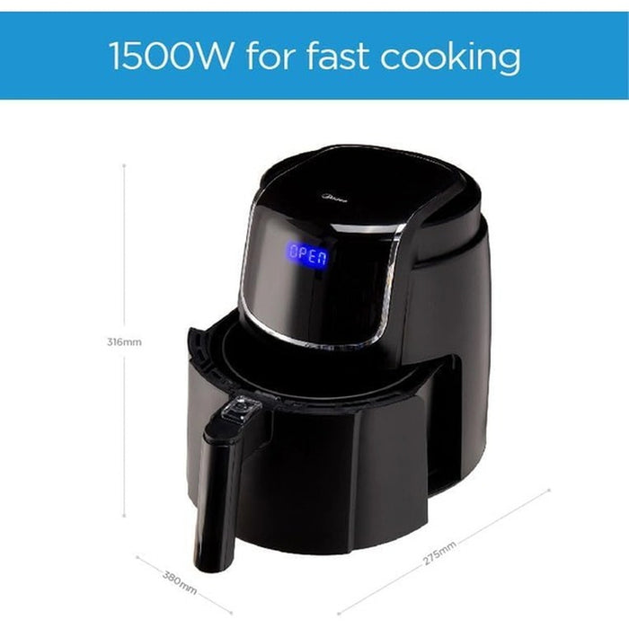Midea 4.7L XL Digital Air Fryer |1500W| Dual Cyclone Rapid Hot Technology for Frying, Grilling, Broiling, Roasting, Baking, Toasting, Timer up to 60 minutes Temperature Control up to 200C | MFCN40D2