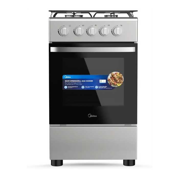 Midea 50x55cm Freestanding Cooker, Full Gas Cooking Range With 4 Burners, Manual Ignition And Full Safety MFO-MG20TE-OL Silver EROS