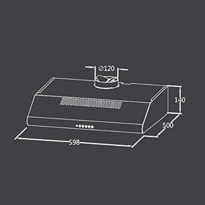 Midea 60cm Conventional Hood Halogen Light Charcoal Filter Stainless Steel 60F15 EROS