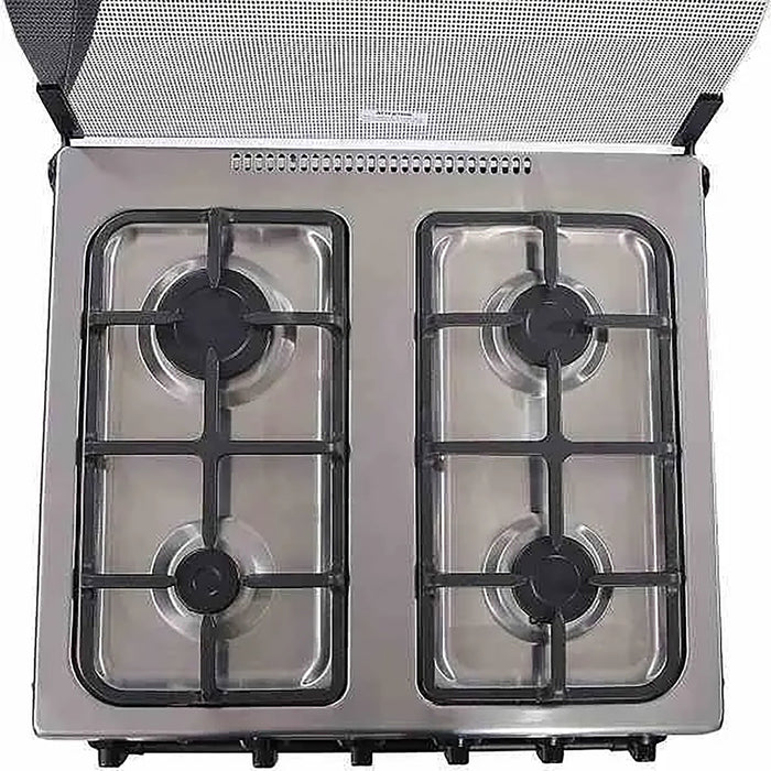 Midea 60x60cm Freestanding Gas Cooker | 4 Burners | Automatic Ignition & Safety | Cast Iron Pan Support | Stainless Steel Finish | Separate Knob for Oven Grill | BME62058FFD-D EROS