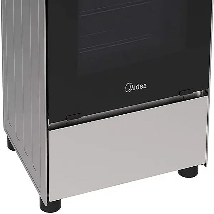 Midea 60x60cm Freestanding Gas Cooker | 4 Burners | Automatic Ignition & Safety | Cast Iron Pan Support | Stainless Steel Finish | Separate Knob for Oven Grill | BME62058FFD-D EROS