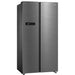 Stainless steel refrigerator on a white background