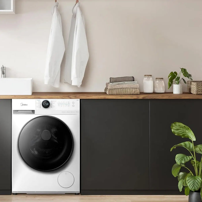 Midea 8/6 KG Smart Washer Dryer | BLDC Inverter Motor | 1400 RPM | Fully Automatic Front Load Washing & Drying Combo | 14 Programs-Quick Wash/Steam Care/Auto Clean | White | MF200D80WBW-GCC