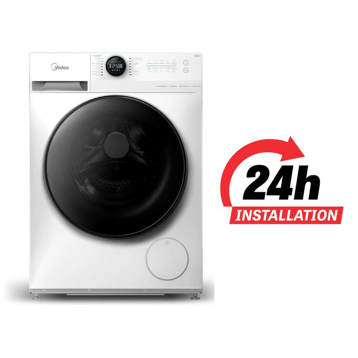 Midea 8/6 KG Smart Washer Dryer | BLDC Inverter Motor | 1400 RPM | Fully Automatic Front Load Washing & Drying Combo | 14 Programs-Quick Wash/Steam Care/Auto Clean | White | MF200D80WBW-GCC