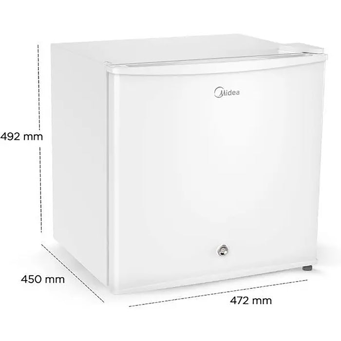 Midea 86L Free Standing Single Door Refrigerator | Reversible Door | 2l Bottle Rack | Smart Design with Recessed Handle and Lock | Best Compact Small Fridge for Mini Bar, Room, or Office | MDRD86FGE01
