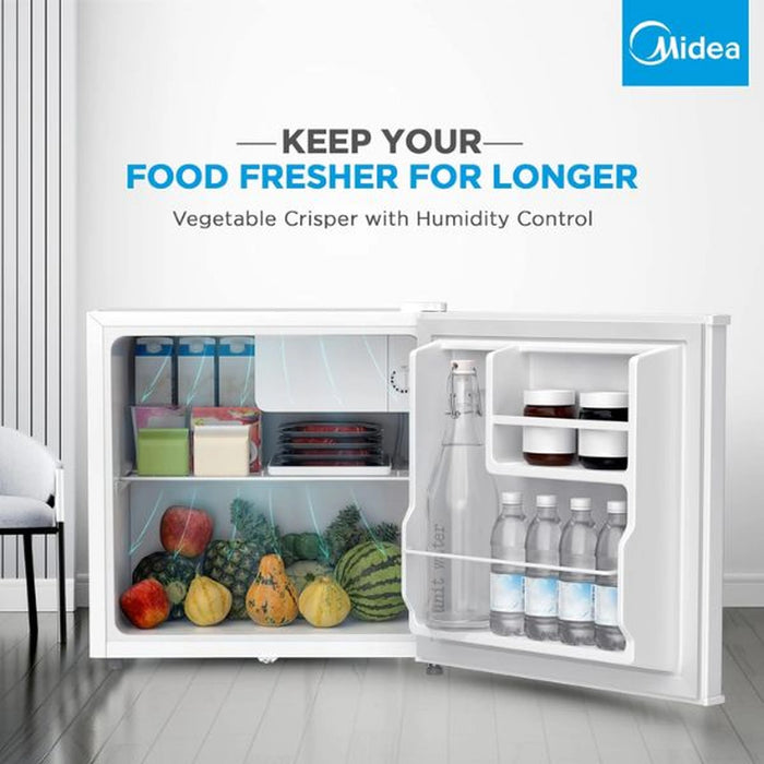 Midea 86L Free Standing Single Door Refrigerator | Reversible Door | 2l Bottle Rack | Smart Design with Recessed Handle and Lock | Best Compact Small Fridge for Mini Bar, Room, or Office | MDRD86FGE01