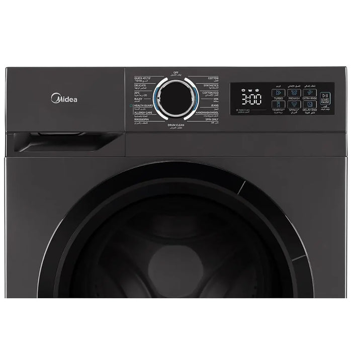 Midea 8KG Front Load Washing Machine with BLDC Inverter Motor | 1400 RPM | 15 Programs | Fully Automatic Washer with Lunar Dial | Integrated Digital Control-LED | MF110W80B/T-GCC