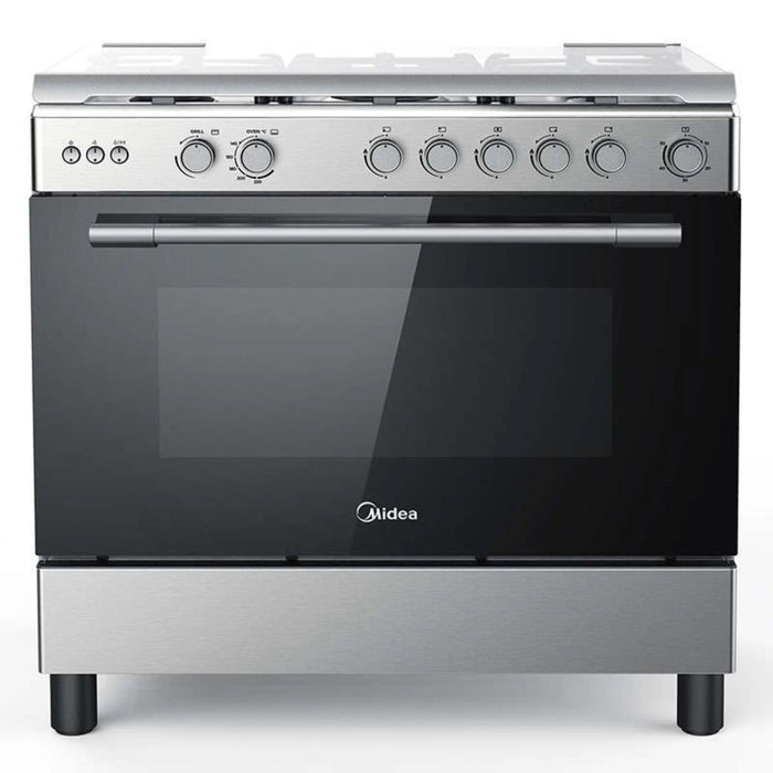 Midea 90x60cm Gas Cooking Range 5 Burners Steel Panel with Oven and Grill