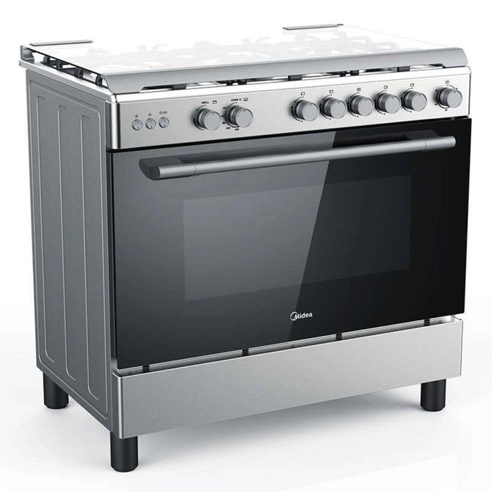 Midea 90x60cm Gas Cooking Range 5 Burners Steel Panel with Oven and Grill