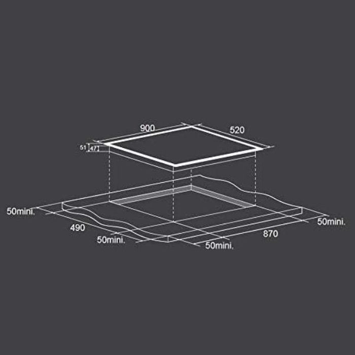 Midea Built-in Ceramic Electric Hob | 9200W | 5 Burner | 90 x 52 cm | 1 Year Warranty| MC-HV848 |