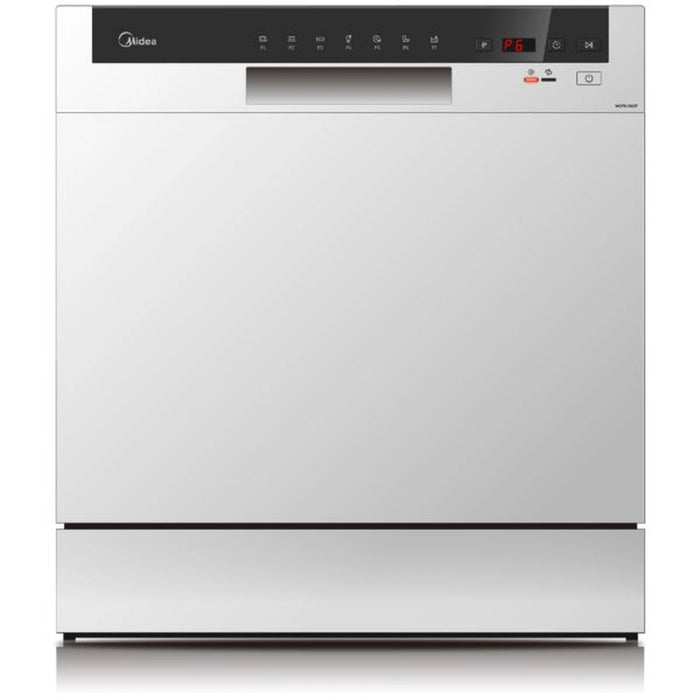 Midea Counter Top Dishwasher | Portable | 8 Place Settings | 7 Programs | Inverter Quattro | Silent & High Energy Efficient | Rapid Wash | Child Lock | Self Cleaning | 70 Intensive | White | WQP8-3802F-S