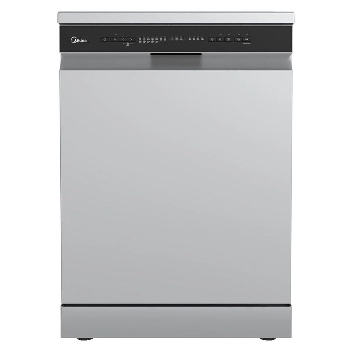 Midea Freestanding Dishwasher | 14 Place Settings | 8 Programs | Fully Automatic With Anti-bacterial Filter | Auto Open Drying Technology | Extra Hygiene & Eco Program | 3 Drawers | Silver | WQP14-W5233C(S)-GCC
