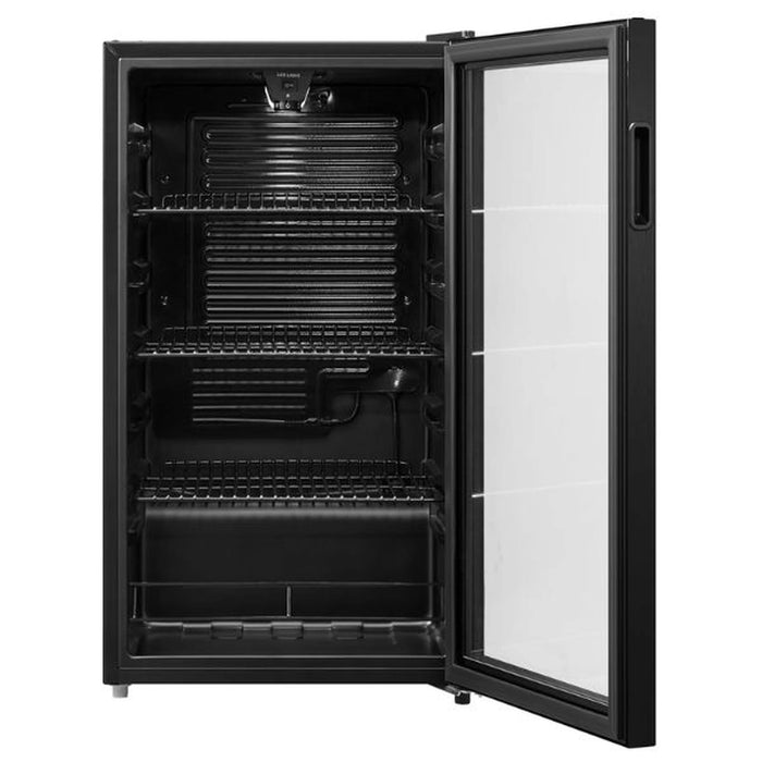Midea Freestanding Single Door Wine Cooler With 150L Gross & 93L Net Capacity | Air-Cooled Thermostatic Wine Cabinet| Compact Beverage Cooler With Glass Door| Recessed Handle| Black | MDRW150FGG22AE