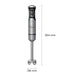 Midea hand blender with dimensions labeled on a white background