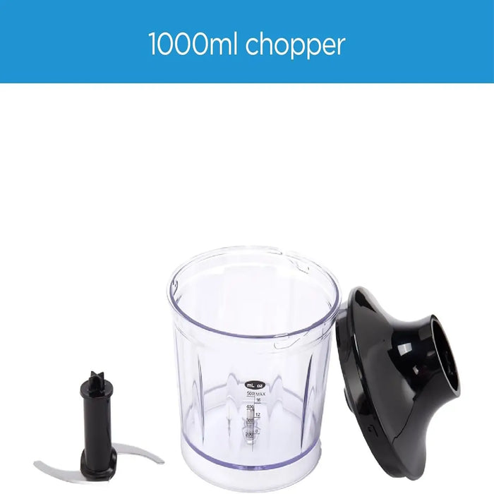 1000ml chopper with clear container and black parts on a white background