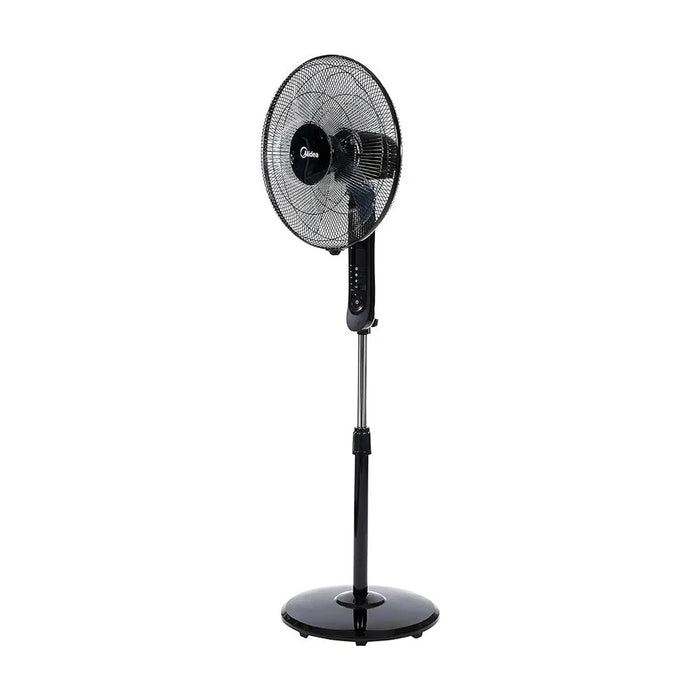 Midea Pedestal Stand Fan with Remote Control | 16-inch | 3D Oscillation Directions | 3 Speed Levels & Adjustable Height | 5-Leaf Blade with 7.5 Hours Timer | Best for Home & Office | Black | FS4015FR