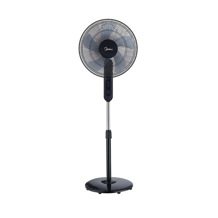 Midea Pedestal Stand Fan with Remote Control | 16-inch | 3D Oscillation Directions | 3 Speed Levels & Adjustable Height | 5-Leaf Blade with 7.5 Hours Timer | Best for Home & Office | Black | FS4015FR