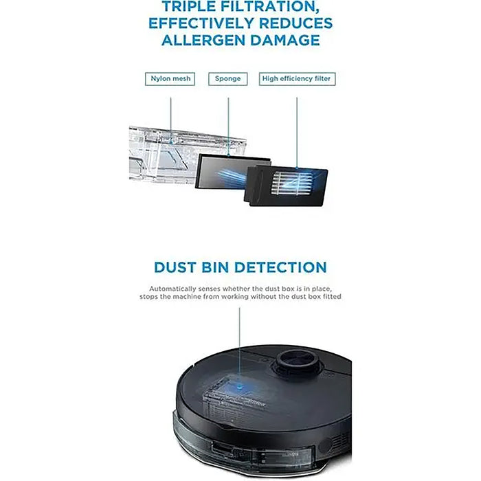 Midea Robot Vacuum Cleaner | 4000Pa Strong Suction | BLDC Motor | App & Voice Control Msmartlife | Dust Bin In Station is 2L for 45 days | Carpet Sensor | Display Screen | Black S8+