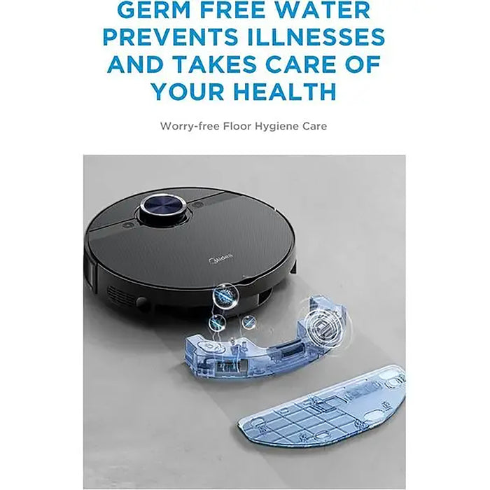 Midea Robot Vacuum Cleaner | 4000Pa Strong Suction | BLDC Motor | App & Voice Control Msmartlife | Dust Bin In Station is 2L for 45 days | Carpet Sensor | Display Screen | Black S8+