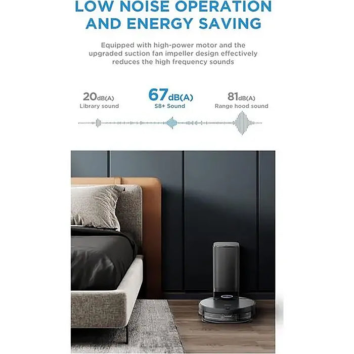 Midea Robot Vacuum Cleaner | 4000Pa Strong Suction | BLDC Motor | App & Voice Control Msmartlife | Dust Bin In Station is 2L for 45 days | Carpet Sensor | Display Screen | Black S8+