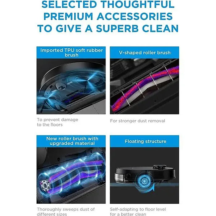 Midea Robot Vacuum Cleaner | 4000Pa Strong Suction | BLDC Motor | App & Voice Control Msmartlife | Dust Bin In Station is 2L for 45 days | Carpet Sensor | Display Screen | Black S8+