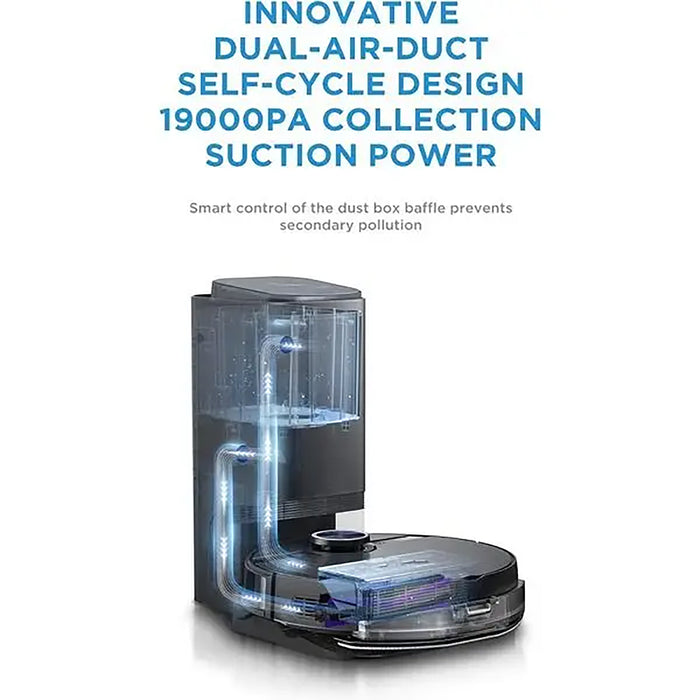 Midea Robot Vacuum Cleaner | 4000Pa Strong Suction | BLDC Motor | App & Voice Control Msmartlife | Dust Bin In Station is 2L for 45 days | Carpet Sensor | Display Screen | Black S8+