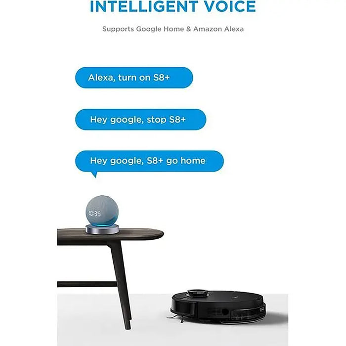 Midea Robot Vacuum Cleaner | 4000Pa Strong Suction | BLDC Motor | App & Voice Control Msmartlife | Dust Bin In Station is 2L for 45 days | Carpet Sensor | Display Screen | Black S8+
