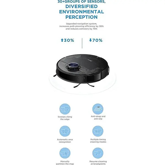 Midea Robot Vacuum Cleaner | 4000Pa Strong Suction | BLDC Motor | App & Voice Control Msmartlife | Dust Bin In Station is 2L for 45 days | Carpet Sensor | Display Screen | Black S8+