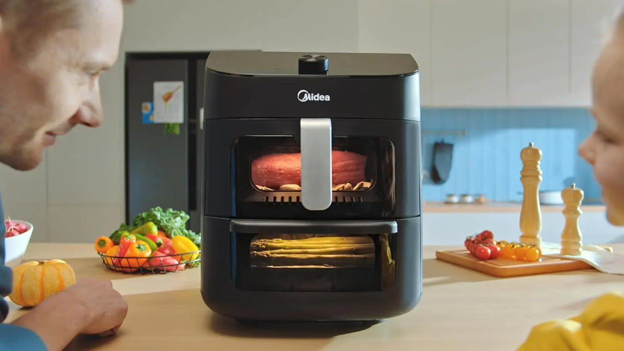 Midea Smart Air Fryer 11L (2 Zones) | Digital Touch Control, Wi-Fi | See-Through Window | Healthy Cooking | Timer Up to 90 Mins | 230C Temp Control | MAD-110D2APK