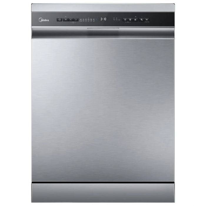 Midea Smart Freestanding Dishwasher With 15 Place Settings & 9 Programs| Wi-Fi| Delay Start & Auto Open Function| Silent & High Energy Efficient| Rapid & Cloud Wash| Silver | WQP15-W7633D(SS)-GCC
