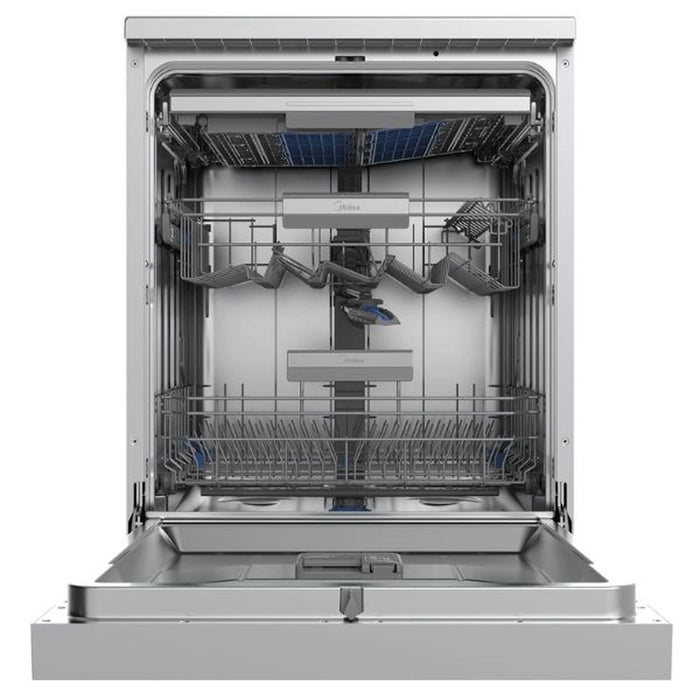 Midea Smart Freestanding Dishwasher With 15 Place Settings & 9 Programs| Wi-Fi| Delay Start & Auto Open Function| Silent & High Energy Efficient| Rapid & Cloud Wash| Silver | WQP15-W7633D(SS)-GCC