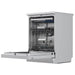 Dishwasher with open door on a white background